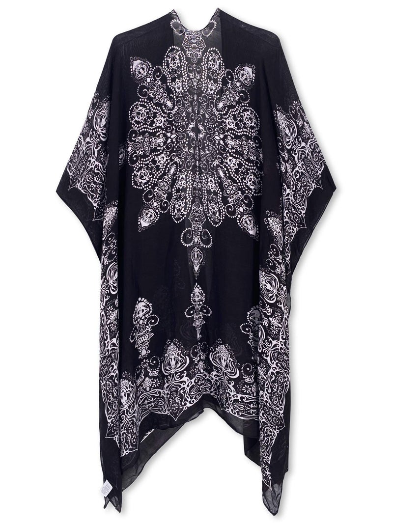 Moss Rose Women's Beach Cover up Swimsuit Kimono with Bohemian Floral Print, Loose Casual Resort Wear - Image 3